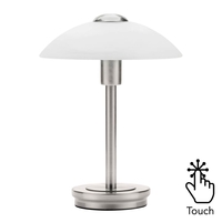 Alabaster Shade Touch Table Lamp - Satin Nickel