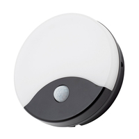 Alford 15 Watt LED Outdoor Round Bulkhead Light with PIR - Black