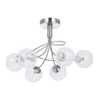 Allium Semi Flush Ceiling Light - 6 Arm - Satin Nickel