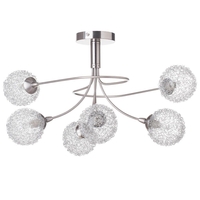 Allium Semi Flush Ceiling Light - 6 Arm - Satin Nickel