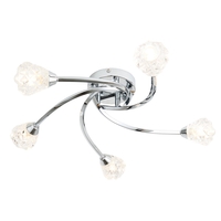 Alula 5 Light Bathroom Swirled Flush Ceiling Light - Chrome
