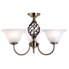 Antique Brass Ceiling Light - Spiral 3 Light Frosted Glass Shade