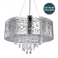 Ashley 9 Light Dual Mount Drum Ceiling Light - Chrome With LED Bulbs