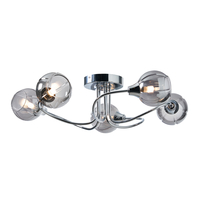 Ashlin 5 Light Semi Flush Ceiling Light with Smoked Glass Shades,  Chrome