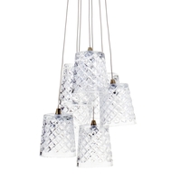 Aston 7 Light Cluster Pendant Light with Whisky Glass Shades - Antique Brass