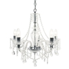 Avignon 5 Light Glass Chandelier with Crystal Style Acrylic Beads - Chrome