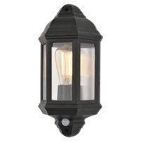 Bangor 1 Light Outdoor 3 Sided Lantern Wall Light with PIR Sensor - Black