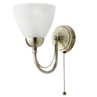 Barcelona 1 Light Pull Cord Wall Light - Antique Brass