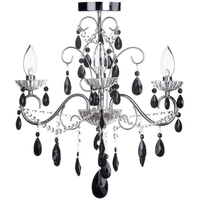 Bathroom Chandelier with Black Crystals Vara 3 Light Chrome