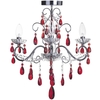 Bathroom Chandelier with Red Crystals - Vara 3 Light Chrome