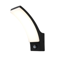 Bengle 12 Watt LED Curved Outdoor Wall Light with PIR Sensor - Black