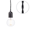 Black Braided Cable Kit with Clear 6 Watt LED Filament Globe Light Bulb - Black