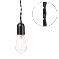 Black Braided Cable Kit with Clear 6 Watt LED Filament Teardrop Light Bulb - Black