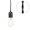 Black Braided Cable Kit with Clear 6 Watt LED Filament Teardrop Light Bulb - Black