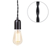 Black Braided Cable Kit with Gold Tint 6 Watt LED Filament Teardrop Light Bulb - Black