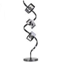 Black Chrome Table Lamp 3 Light Twist with Smoke Glass Shades