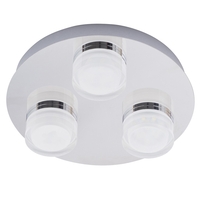 Bolton Bathroom 3 Light LED Flush Ceiling Spotlight Plate - Chrome
