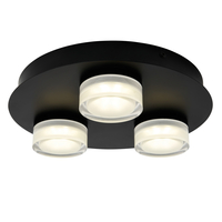 Bolton Bathroom 3 Light LED Flush Ceiling Spotlight Plate - Matte Black
