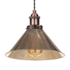 Braided Black Ceiling Pendant with Alina Glass Cone Shade - Antique Copper