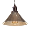 Braided Black Ceiling Pendant with Alina Glass Cone Shade - Bronze