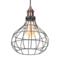 Braided Black Ceiling Pendant with Ellen Onion Wire Shade - Antique Copper