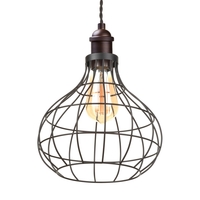 Braided Black Ceiling Pendant with Ellen Onion Wire Shade - Bronze