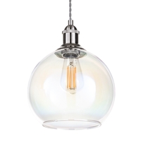 Braided Cable Kit Pendant with Petroleum Glass Shade - Satin Nickel