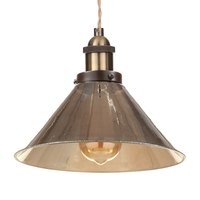 Braided Champagne Ceiling Pendant with Alina Glass Cone Shade - Antique Brass