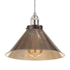 Braided Grey Ceiling Pendant with Alina Glass Cone Shade - Satin Nickel