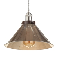 Braided Grey Ceiling Pendant with Alina Glass Cone Shade - Satin Nickel