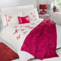 Butterfly Burst Double Duvet Cover Set - Pink & Ivory