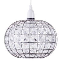 Cage Easy to Fit Ceiling Shade with Crystal Effect Gems - Satin Chrome