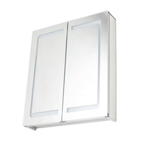 Cam LED 2 Door Bathroom Double Mirror Cabinet Light with Shaver Socket - Silver