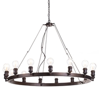 Carter 15 Light Vintage Style Industrial Cartwheel Ceiling Pendant - Rust