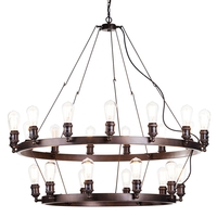 Carter 25 Light 2 Tier Vintage Style Industrial Cartwheel Ceiling Pendant - Rust