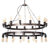 Carter 30 Light Vintage Style Cartwheel Ceiling Pendant - Rust