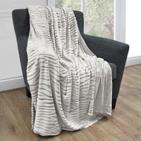 Carved Faux Mink Throw - Grey