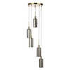 Casilda 5 Light Ceiling Cluster with Smoked Glass Shades - Brass