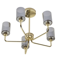 Casilda 5 Light Ceiling Light with Smoked Glass Shades - Brass