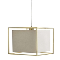 Ceiling Pendant Light with Cube Shade - 1 Light Frame Brass