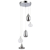 Cluster Pendant Light Phillipe with Clear & Smoked Glass Shades - 5 Lights Chrome