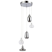 Cluster Pendant Light Phillipe with Clear & Smoked Glass Shades - 5 Lights Chrome