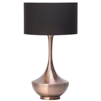 Copper Table Lamp with Dark Grey Shade - 1 Light
