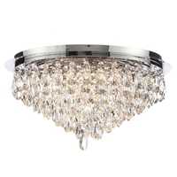 Crystal Style Flush 6 Light Ceiling Light - Chrome