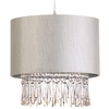 Cylinder Taffeta Easy to Fit Shade with Acrylic Droplets - Beige