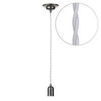 Decorative Twisted Braided Cable Black Nickel Light Fitting - Grey