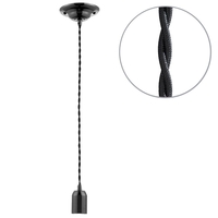 Decorative Twisted Braided Cable Nickel Light Fitting - Black