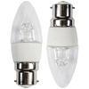 Double Pack of 4 Watt LED B22 Bayonet Cap Candle Light Bulbs - Clear