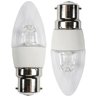 Double Pack of 4 Watt LED B22 Bayonet Cap Candle Light Bulbs - Clear