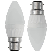 Double Pack of 4 Watt LED B22 Bayonet Cap Candle Light Bulbs - Opal